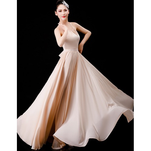Chinese Folk Classical dance costumes traditional ancient style chinese performance clothes ballet modern dance practice long swing skirt